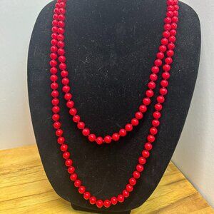 Set of 2 Vintage Monet Red Glass Bead Necklaces
